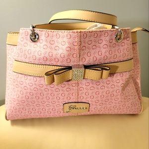 Pink Guess Handbag, 3 sections plus inside zipper